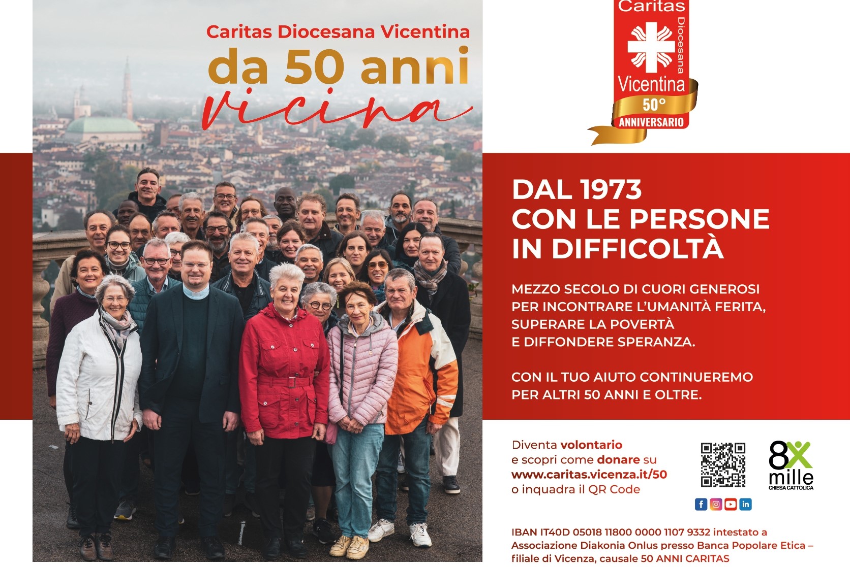 50 anni di Caritas Diocesana Vicentina, al via una nuova campagna di raccolta fondi e di invito al volontariato