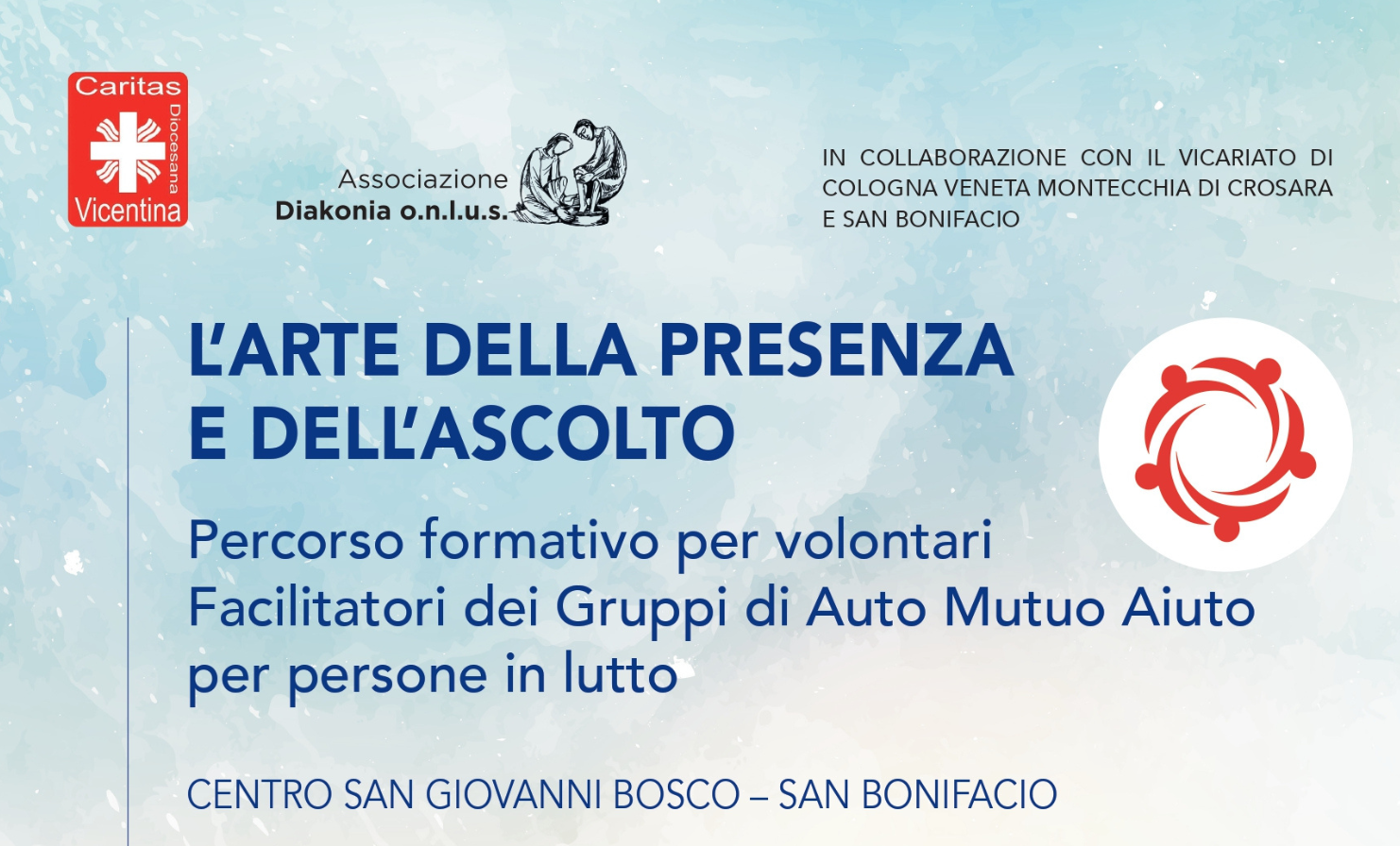 A San Bonifacio un nuovo percorso formativo per volontari facilitatori dei Gruppi di Auto Mutuo Aiuto per persone in lutto