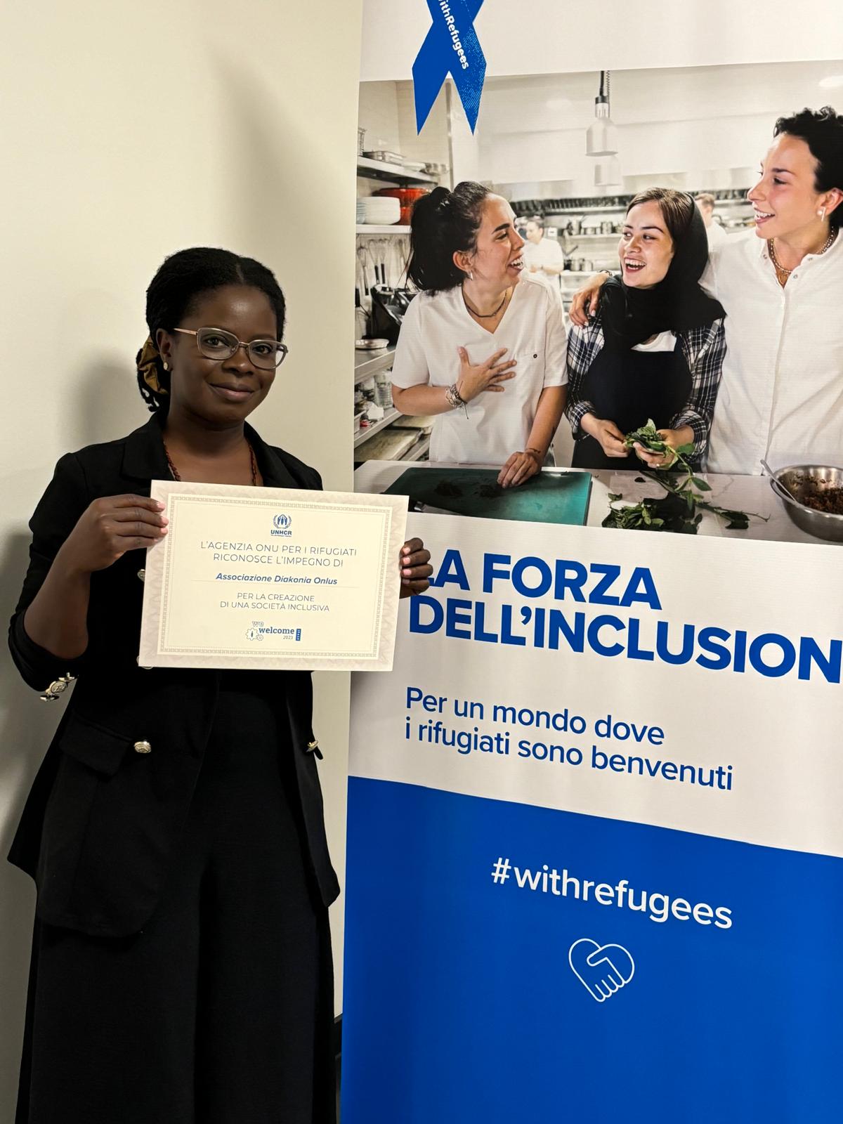 In occasione della Giornata Mondiale del Rifugiato,  l’UNHCR premia per la terza volta con il logo We Welcome l’Associazione Diakonia onlus